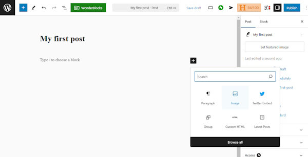 Insert image in blog post