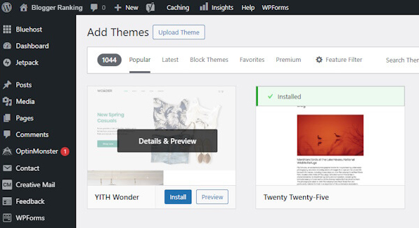 wordpress theme search