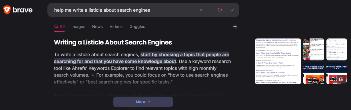 Brave Top Search Engines SEO
