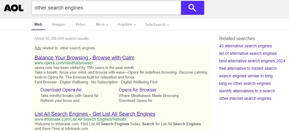 aol top search engine