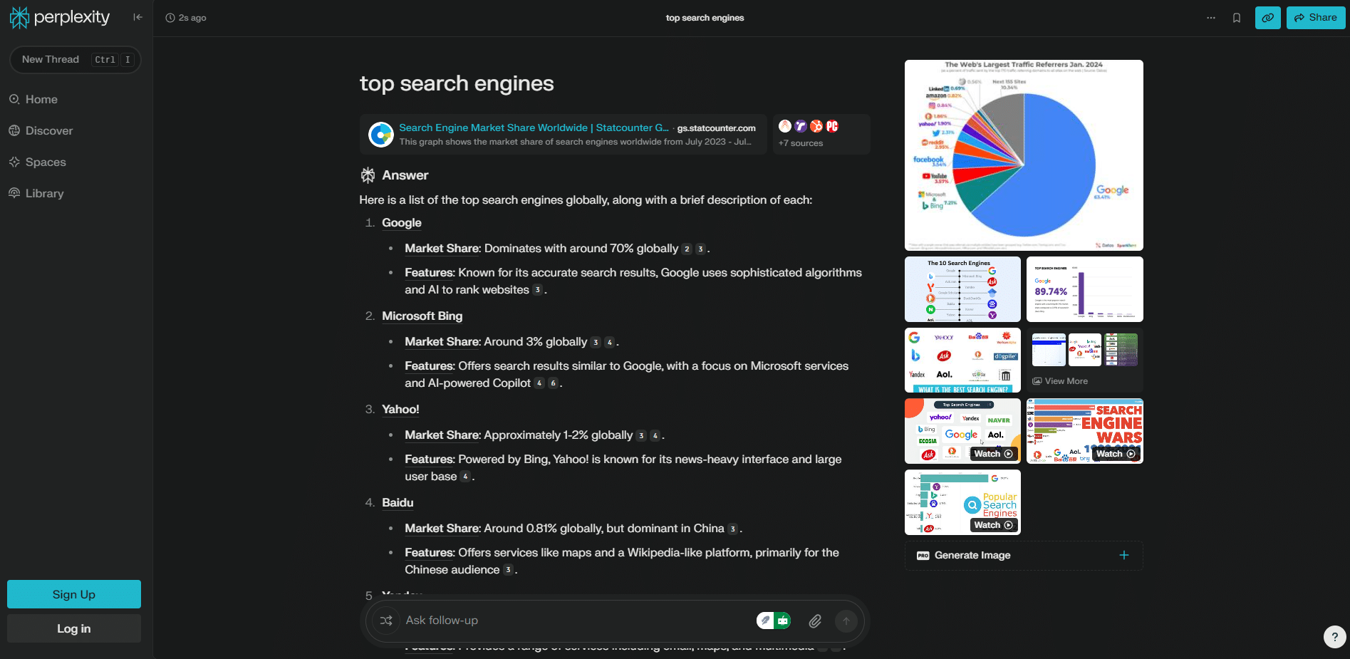 perplexity Top Search Engines SEO